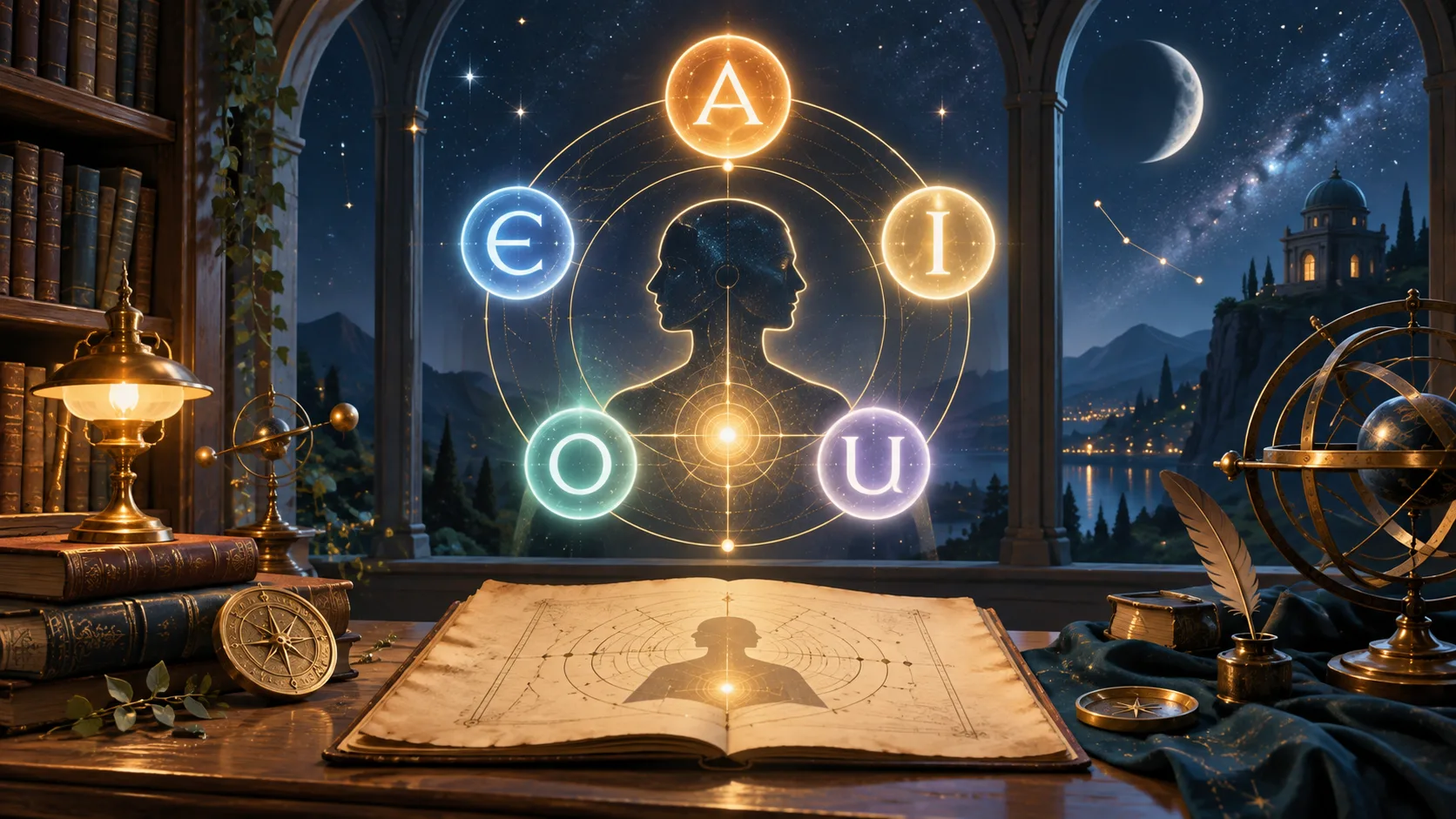 O Significado da Primeira Vogal: A Pedra Angular da Personalidade — Ilustração conceitual do tema do artigo