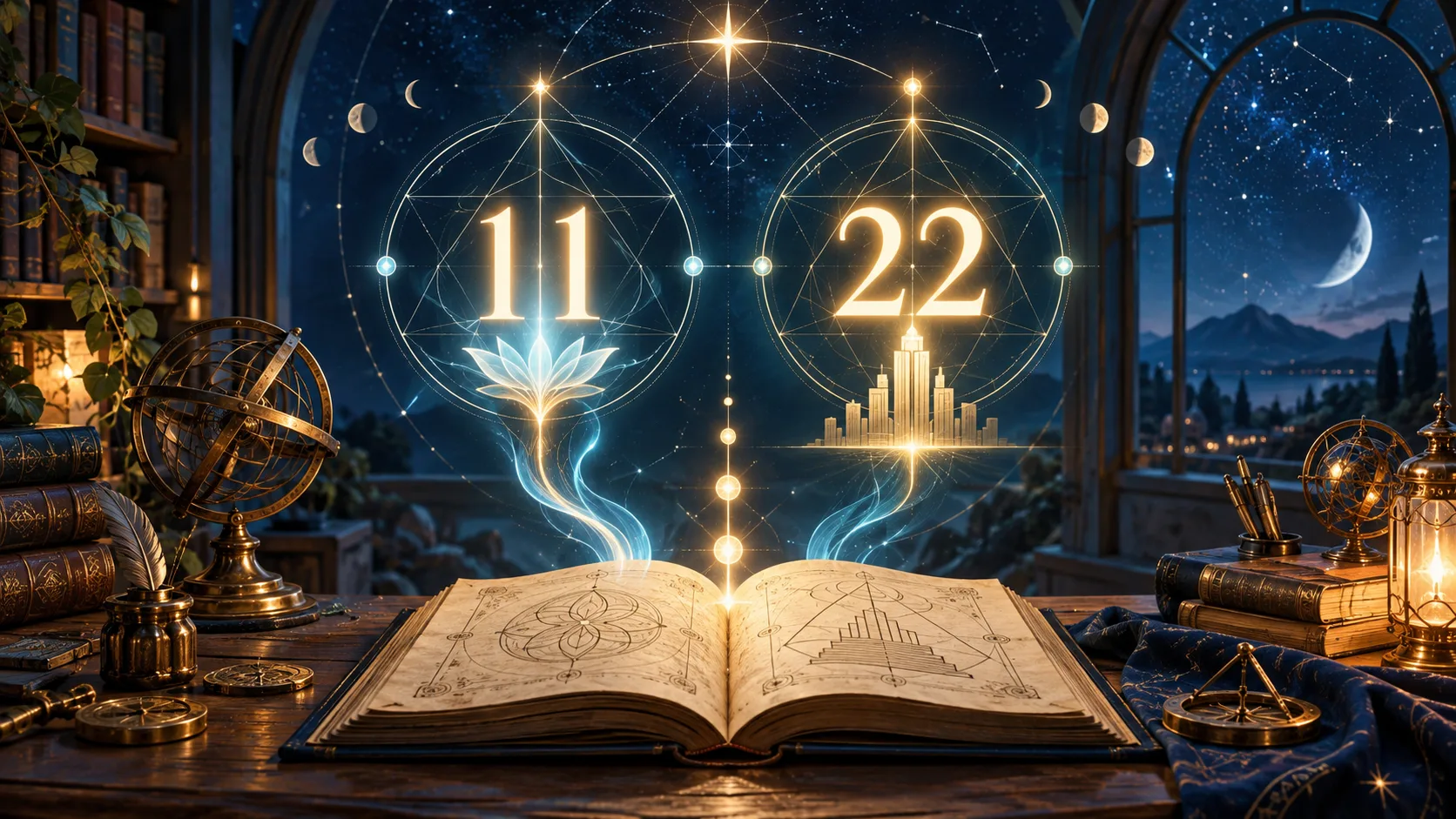 Números Mestres (11 e 22): Privilégio ou Responsabilidade? — Ilustração educativa do método de leitura
