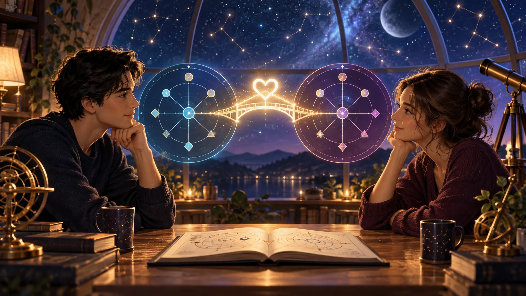 A Linha do Amor na Matriz de Compatibilidade: Como Ler a Conexão Afetiva — Ilustração conceitual do tema do artigo