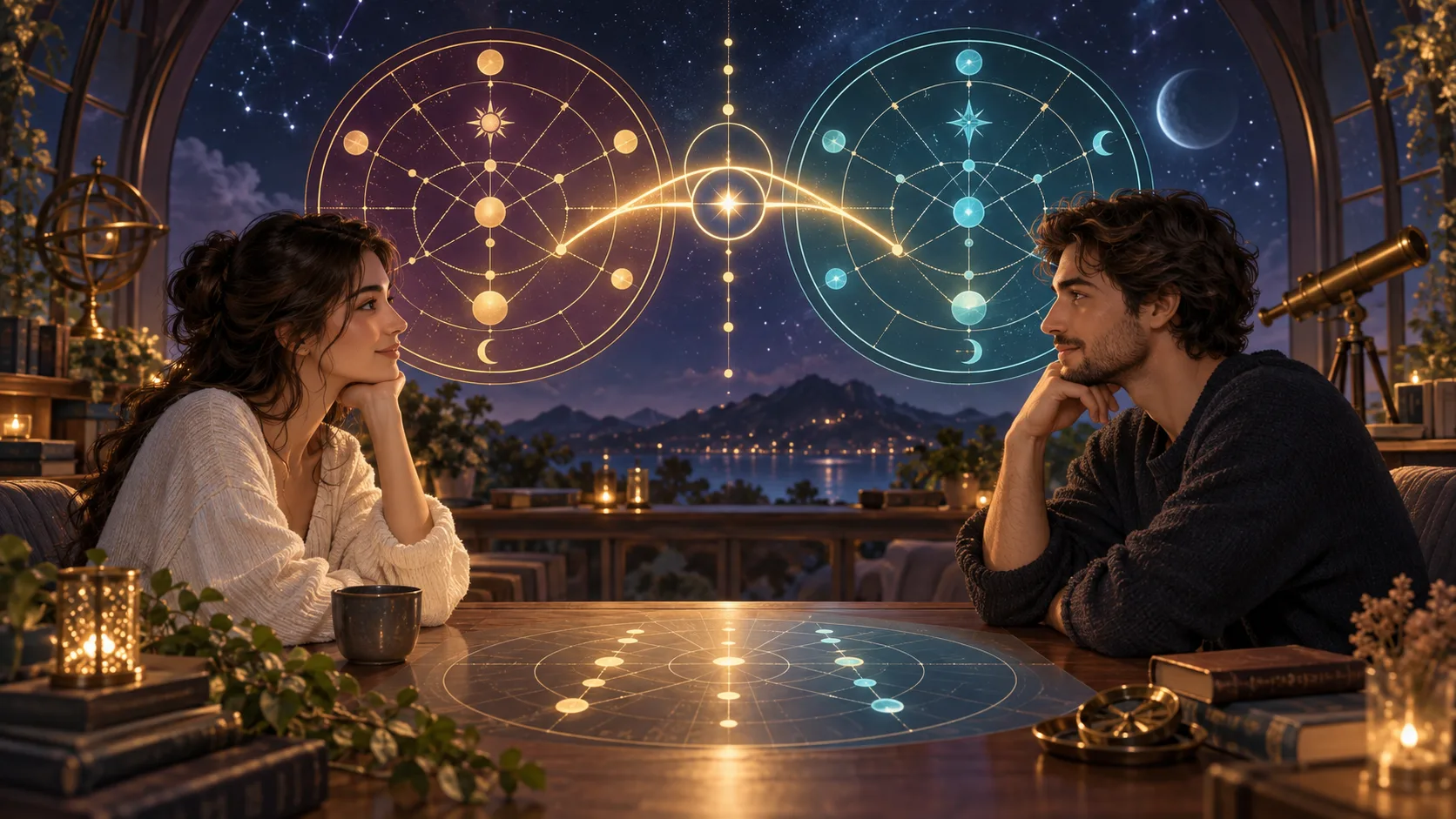 Propósito da Relação: O Que a Matriz Revela Sobre Por Que Vocês Se Encontraram — Ilustração educativa do método de leitura