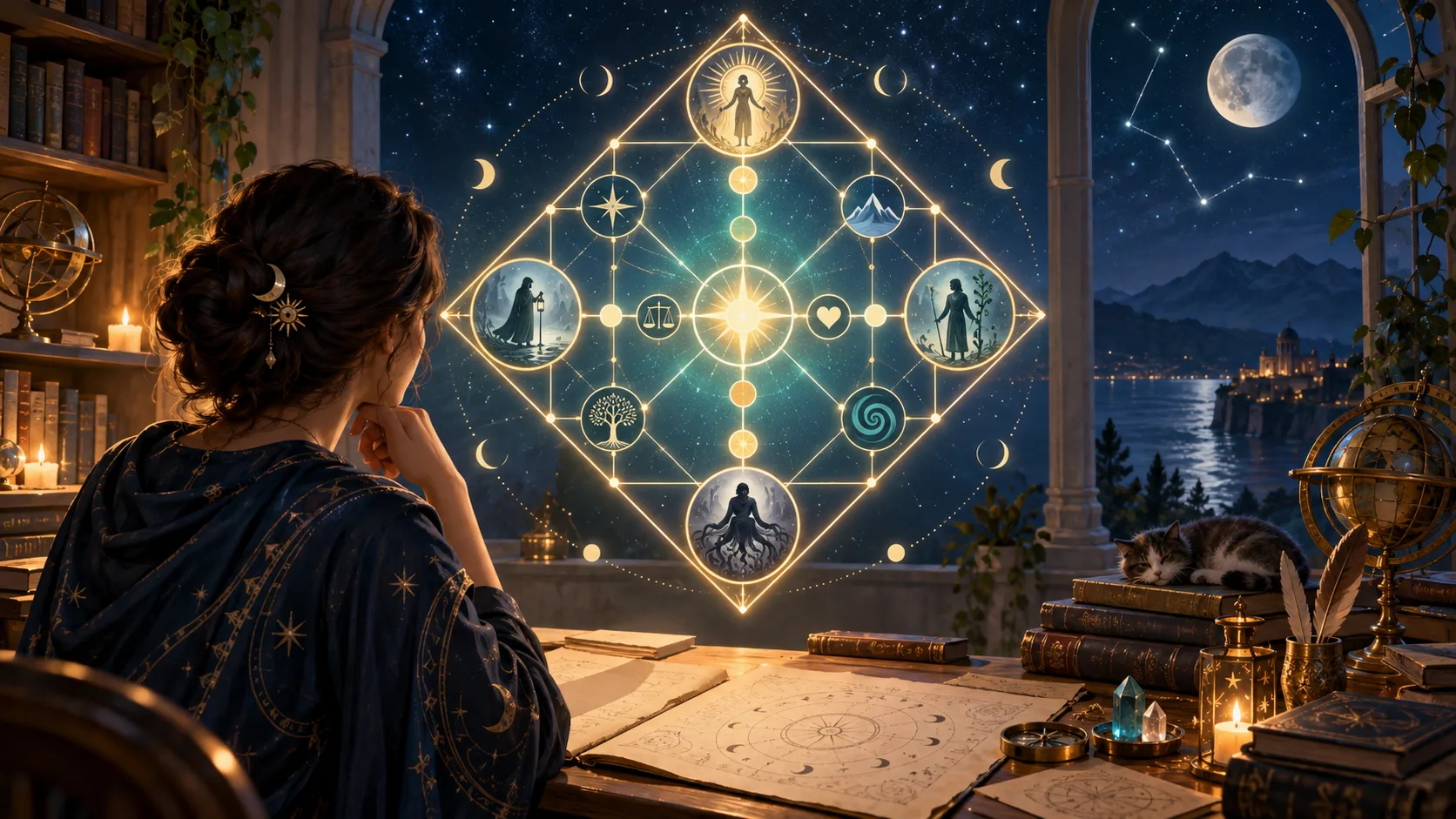 A Cauda Kármica: Como Ler os Desafios de Vidas Passadas na Matriz do Destino — Ilustração conceitual do tema do artigo