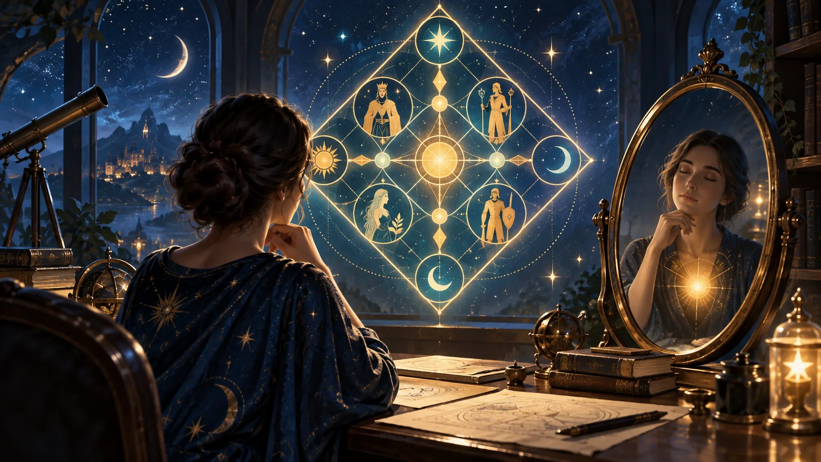 O Retrato e o Centro: Como o Mundo Te Vê e a Sua Essência — Ilustração conceitual do tema do artigo