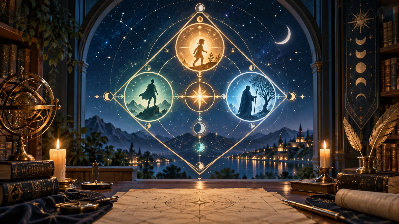 As 3 Fases do Propósito na Matriz do Destino — Ilustração conceitual do tema do artigo