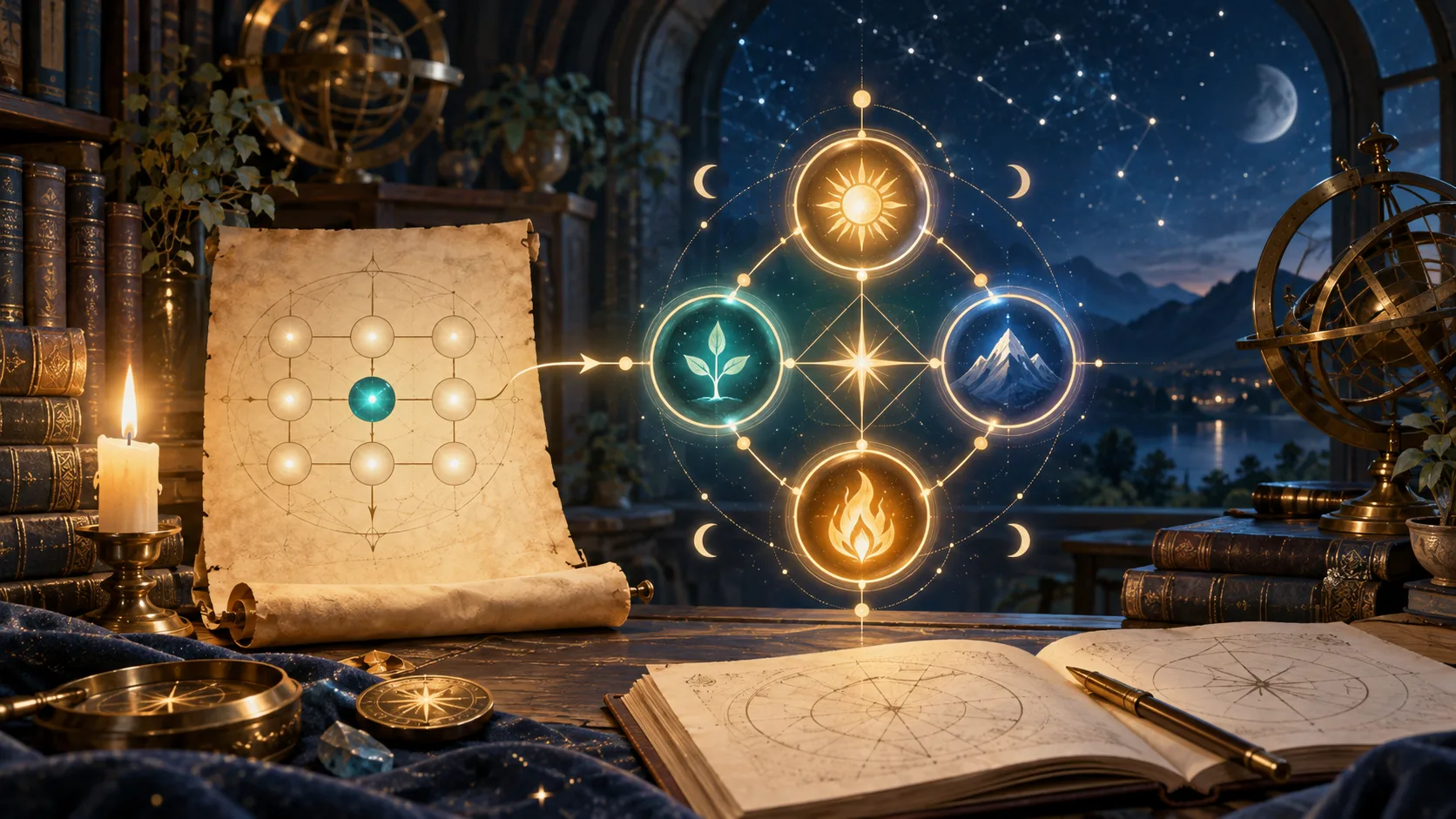 Karmic Debt Numbers Explained: 13, 14, 16, and 19 — educational illustration of the reading method