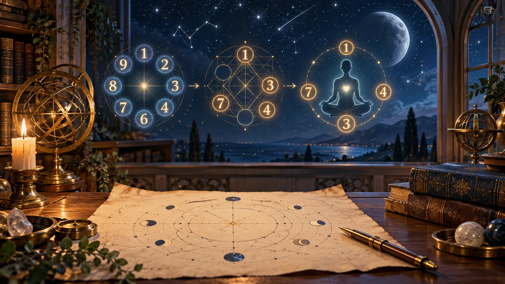 Karmic Numbers: What They Are, How to Identify and Work with Them — educational illustration of the reading method