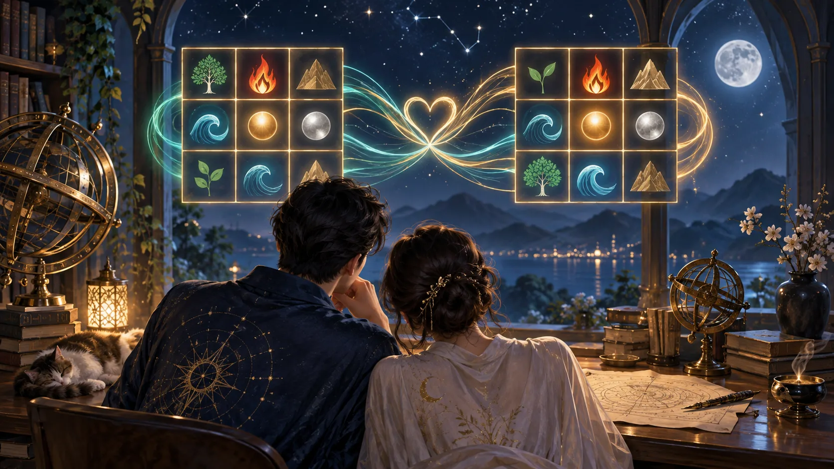 Ciclo Anual do Casal: Como o Número Pessoal Afeta a Relação a Cada Ano — Ilustração conceitual do tema do artigo