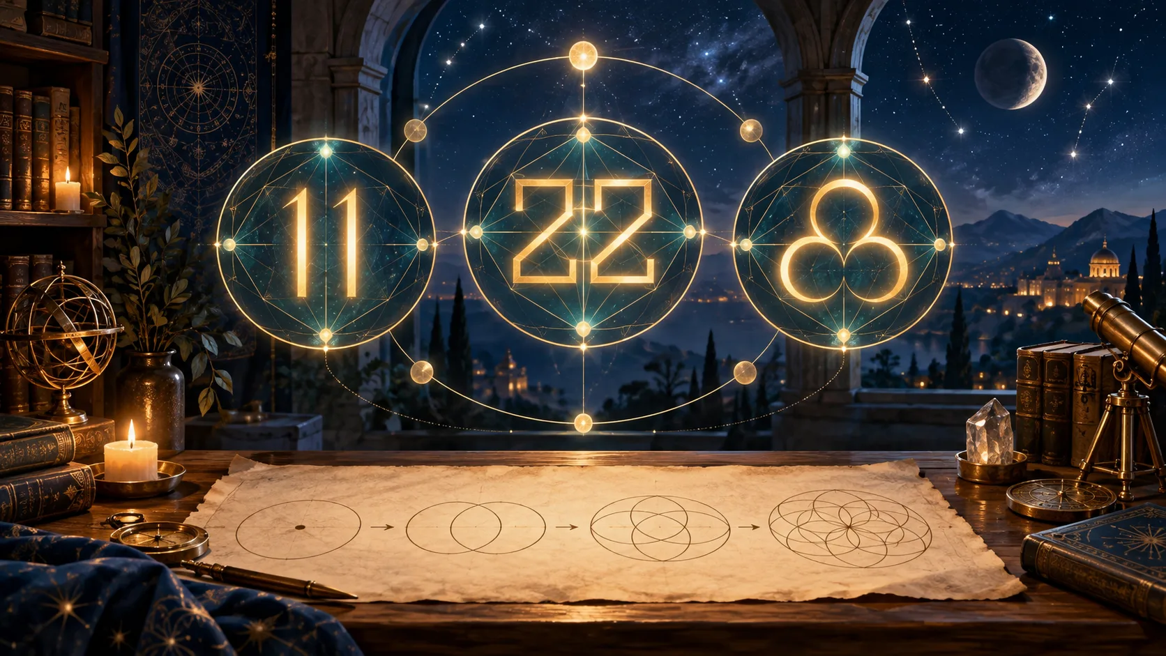 Master Numbers Explained: 11, 22, and 33 in Cabalistic Numerology — educational illustration of the reading method